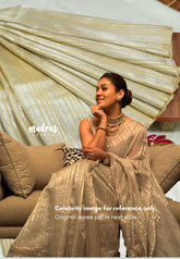 Beige - Organza silk with stripped weaving saree - Nayanthara inspired